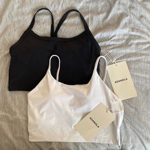 Adanola Y-Back Black Sports Bra and Tank White Sports Bra, size XL (set of 2)